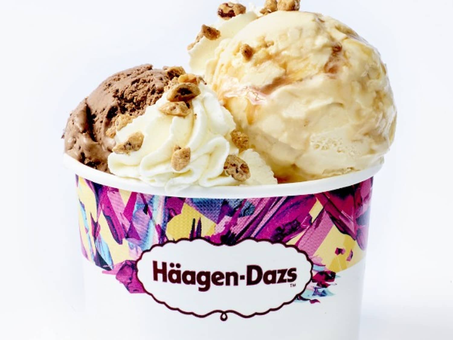 Dos bolas de helado Haagen-Dazs en un plato